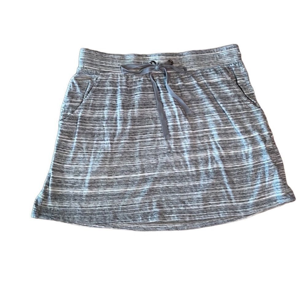LOFT Women’s XS 100% Cotton Super Soft Grey and White Striped Skirt with Top Tie